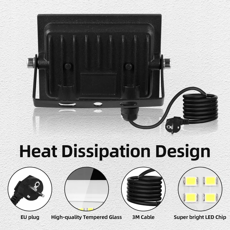 WOWSPEED LED Schijnwerper Buiten Warmwit Kabel 300cm IP65 50W — foto 4