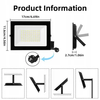 WOWSPEED LED Schijnwerper Buiten Warmwit Kabel 300cm IP65 50W — miniatuur 2