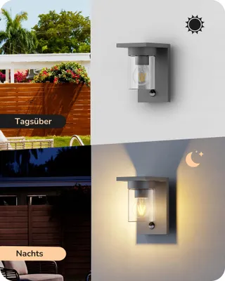 EDISHINE Buitenwandlamp Bewegingsmelder E27 IP44 Antraciet — miniatuur 7