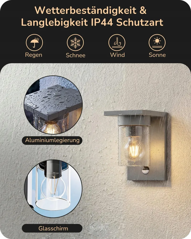 EDISHINE Buitenwandlamp Bewegingsmelder E27 IP44 Antraciet — foto 6