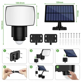 BENMA Solar Buitenlampen met Afstandsbediening Bewegingssensor 2 Stuks IP65 — miniatuur 5