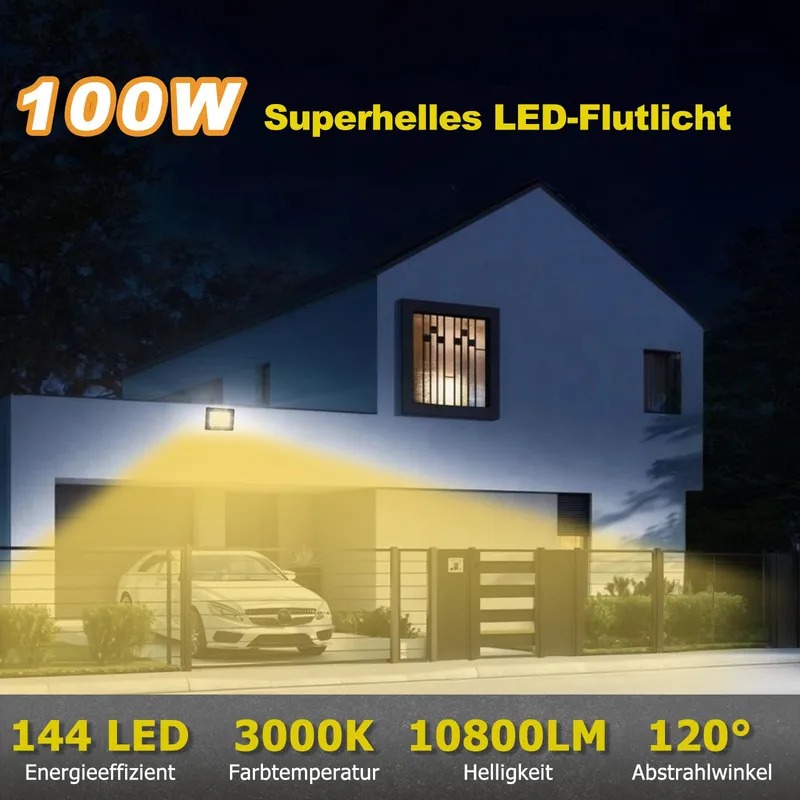 PSATFITO LED Schijnwerper Buiten Warmwit Waterdicht 100W IP66 — foto 2