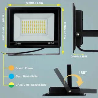 PSATFITO LED Schijnwerper Buiten Warmwit Waterdicht 100W IP66 — miniatuur 7