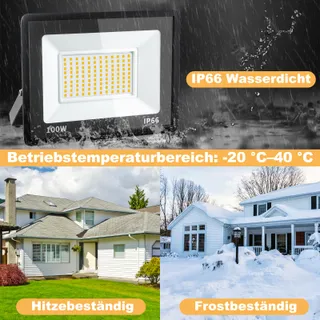 PSATFITO LED Schijnwerper Buiten Warmwit Waterdicht 100W IP66 — miniatuur 4
