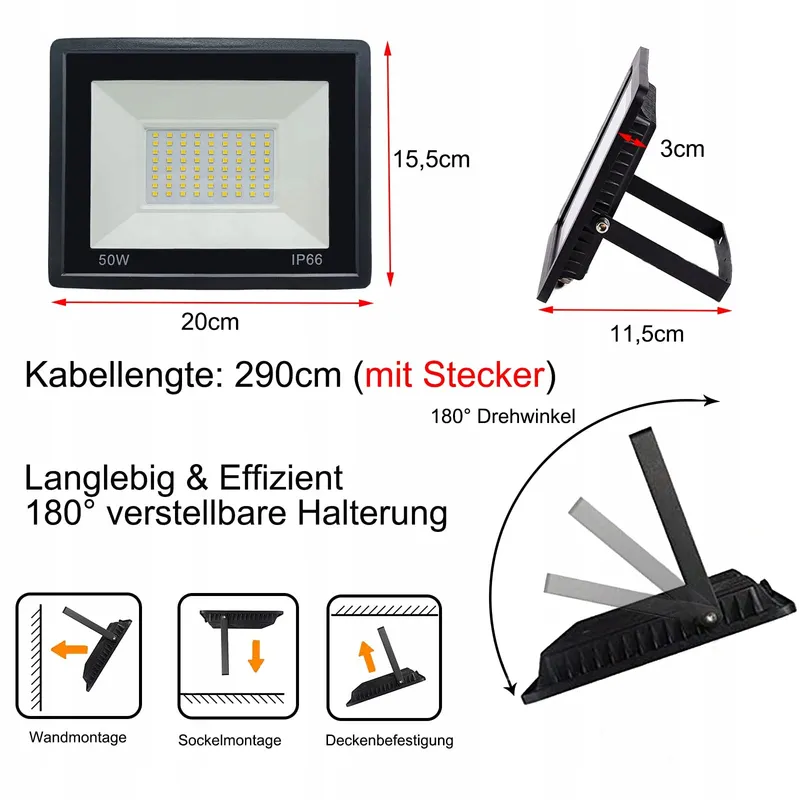 MOLVCE LED Schijnwerper Waterdicht Tuin Garage 50W IP66 — foto 2