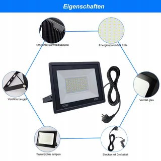 MOLVCE LED Schijnwerper Waterdicht Tuin Garage 50W IP66 — miniatuur 4
