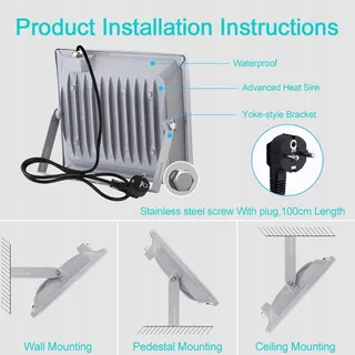 PAPASBOX LED Schijnwerper Waterdicht Tuin Garage Hotel 100W IP65 — miniatuur 5