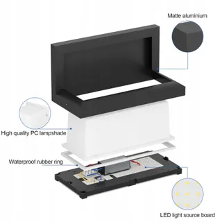KLIGHTEN LED Buitenwandlamp Aluminium Zwart Rechthoekig IP65 — miniatuur 5