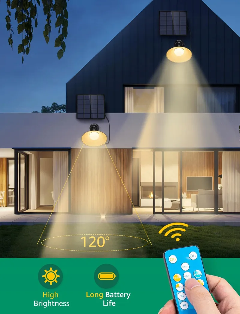 AIGOSTAR Solar LED Tuinlampen Afstandsbediening Verstelbaar 50W IP65 — foto 5