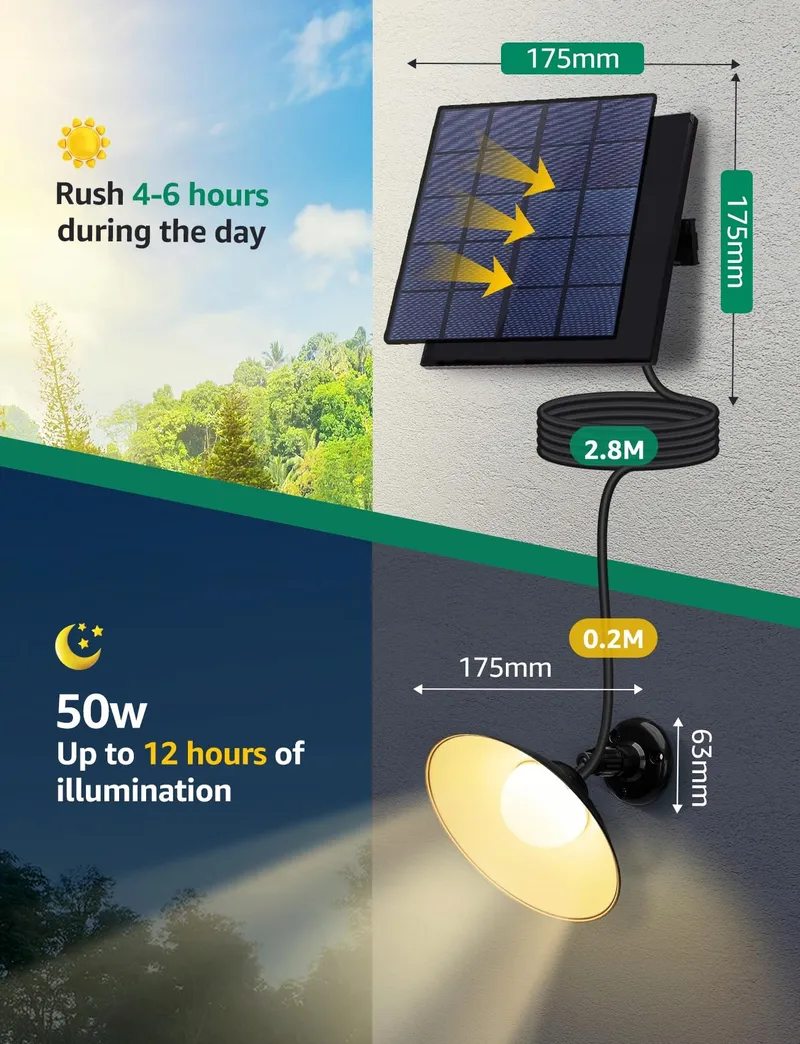 AIGOSTAR Solar LED Tuinlampen Afstandsbediening Verstelbaar 50W IP65 — foto 6