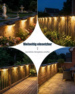 ADALYROMA Solar Tuinlampen LED voor Hek Terras Trap 6 Stuks — miniatuur 7