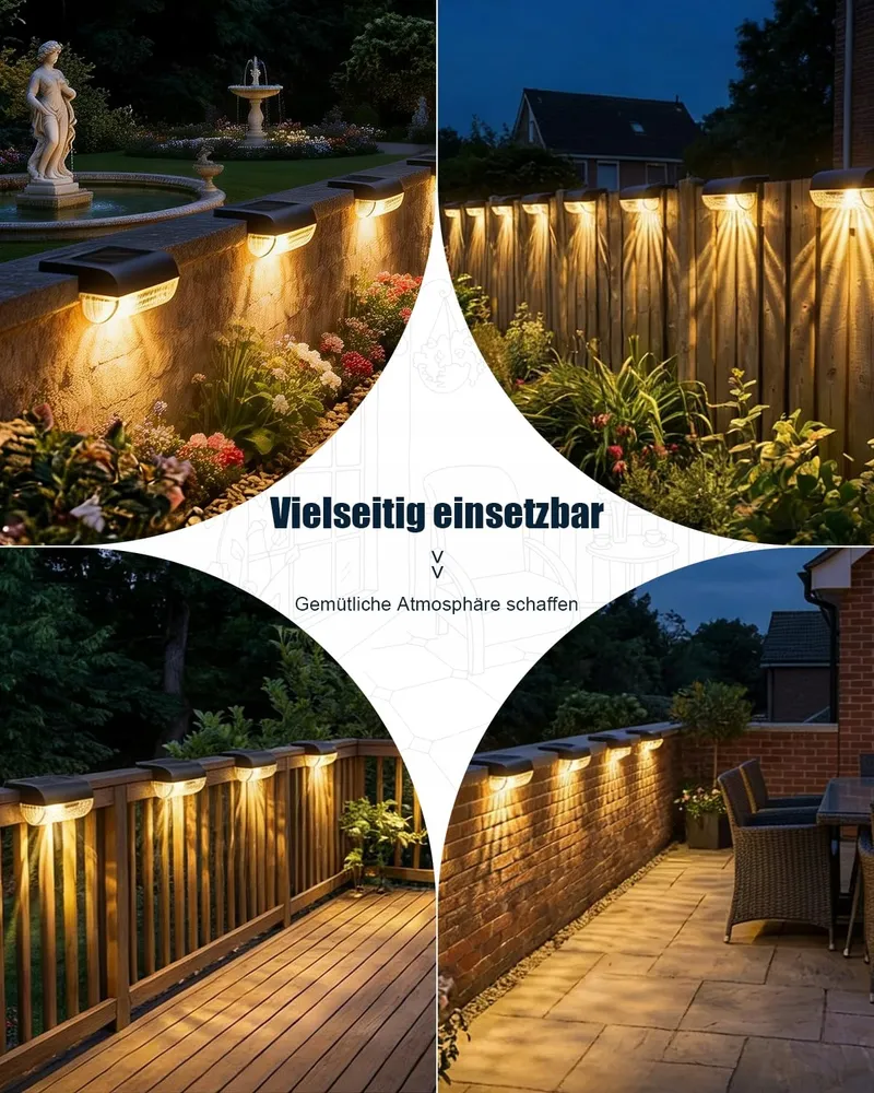 ADALYROMA Solar Tuinlampen LED voor Hek Terras Trap 6 Stuks — foto 7
