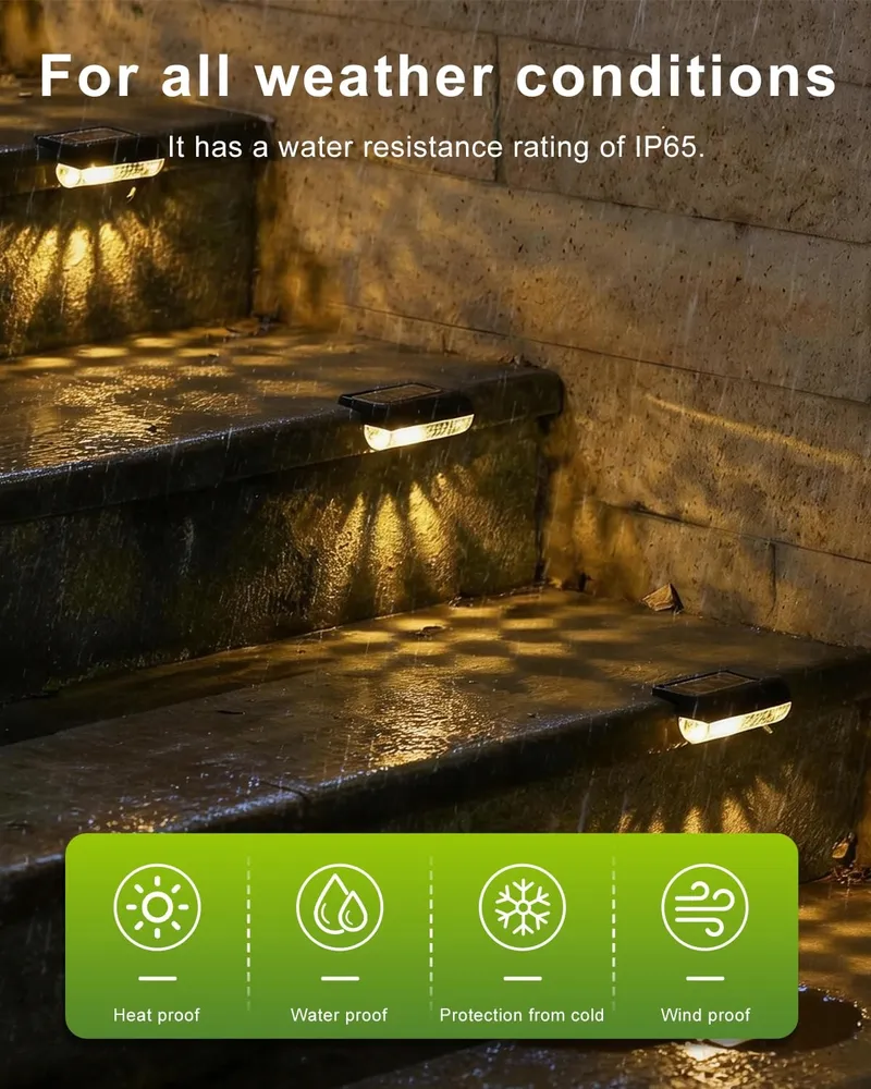ADALYROMA Solar Tuinlampen LED voor Hek Terras Trap 6 Stuks — foto 5