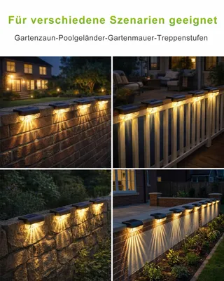 ADALYROMA Solar Tuinlampen LED voor Hek Terras Trap 6 Stuks — miniatuur 6