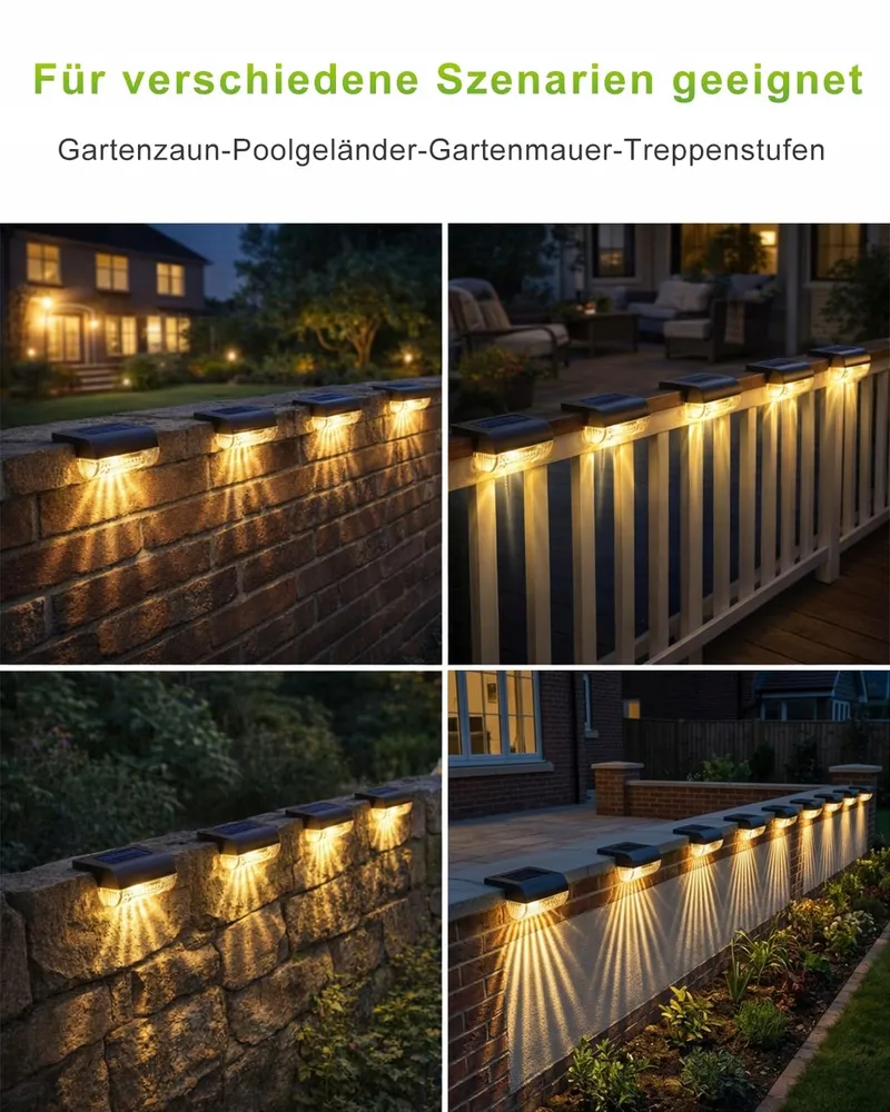 ADALYROMA Solar Tuinlampen LED voor Hek Terras Trap 6 Stuks — foto 6