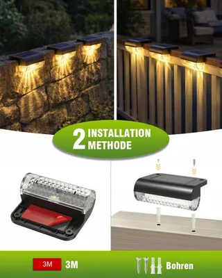 ADALYROMA Solar Tuinlampen LED voor Hek Terras Trap 6 Stuks — miniatuur 4