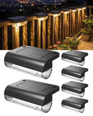 ADALYROMA Solar Tuinlampen LED voor Hek Terras Trap 6 Stuks — miniatuur 1