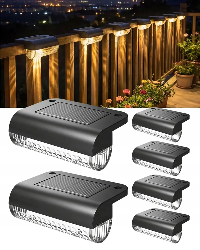 ADALYROMA Solar Tuinlampen LED voor Hek Terras Trap 6 Stuks — foto 1