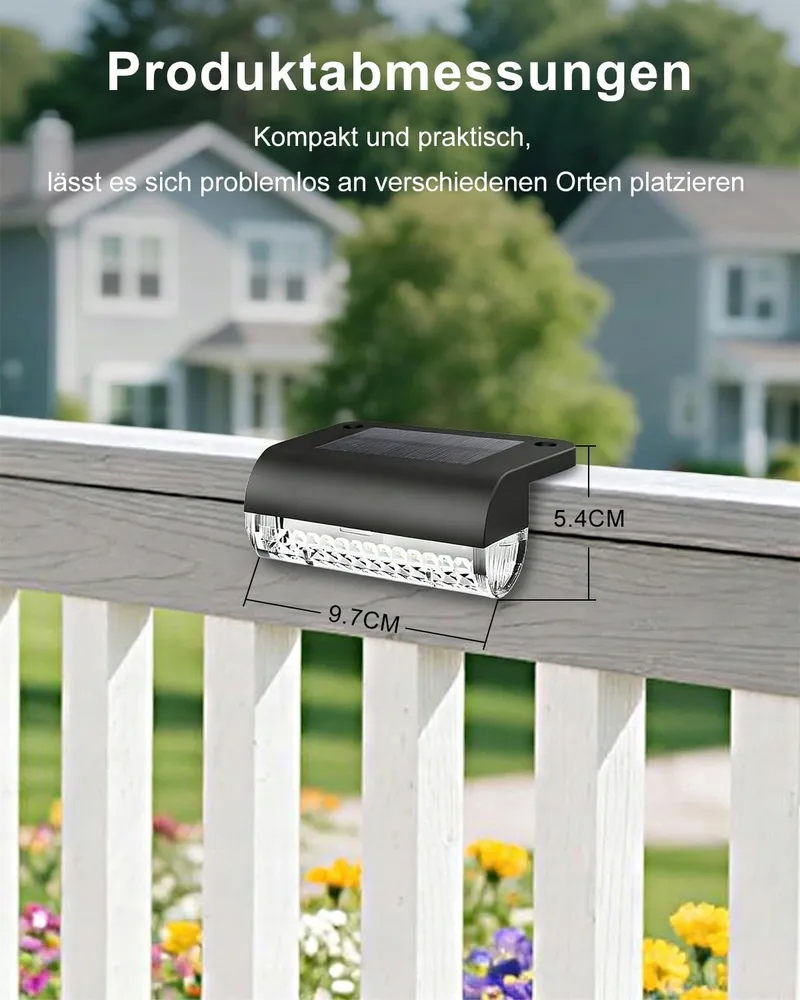 ADALYROMA Solar Tuinlampen LED voor Hek Terras Trap 6 Stuks — foto 2