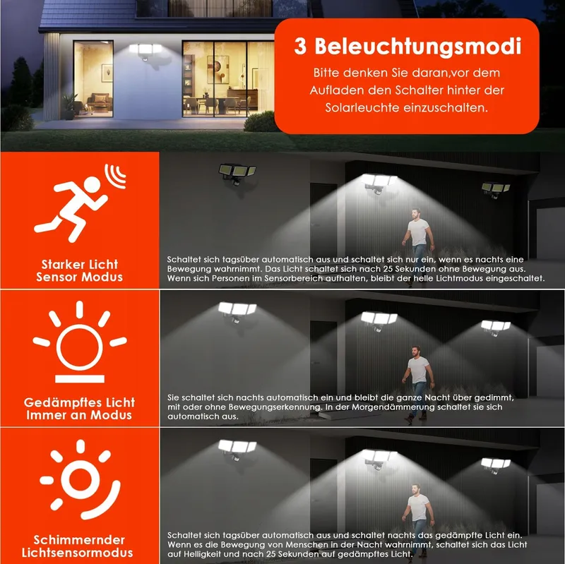 BENMA LED Buitenlamp met Bewegingssensor Batterij Helder 2 Stuks IP65 — foto 2