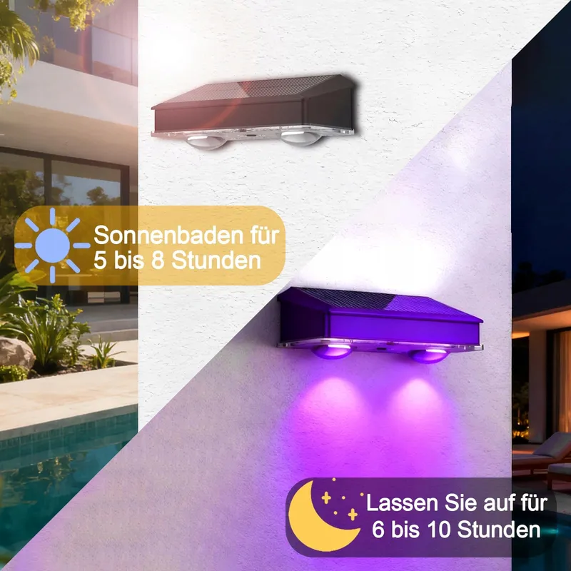 BEUAATI Solarlampen Tuin RGB LED Draadloos Hek 4 Stuks IP65 — foto 2