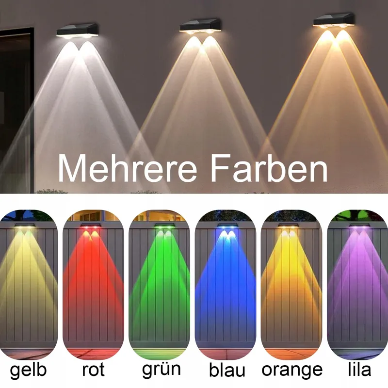 BEUAATI Solarlampen Tuin RGB LED Draadloos Hek 4 Stuks IP65 — foto 6