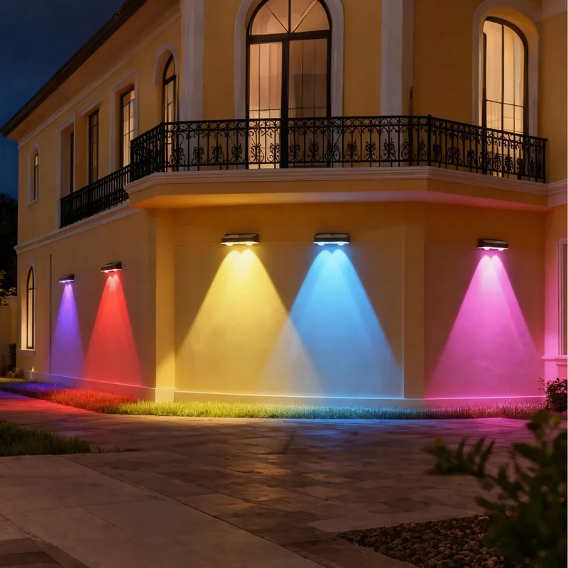 BEUAATI Solarlampen Tuin RGB LED Draadloos Hek 4 Stuks IP65 — foto 4