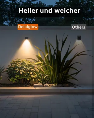 DELAIGLOW Solar Tuinlampen Balkon Terras Goud 8 Stuks IP67 — miniatuur 3