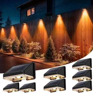DELAIGLOW Solar Tuinlampen Balkon Terras Goud 8 Stuks IP67 — miniatuur 1