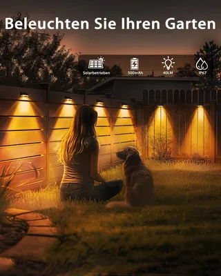 DELAIGLOW Solar Tuinlampen Balkon Terras Goud 8 Stuks IP67 — miniatuur 5