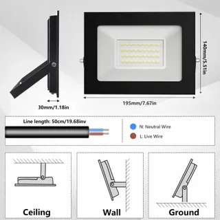 LOYAL LED Schijnwerper Waterdicht Koud Wit Garage 12V 30W — miniatuur 3