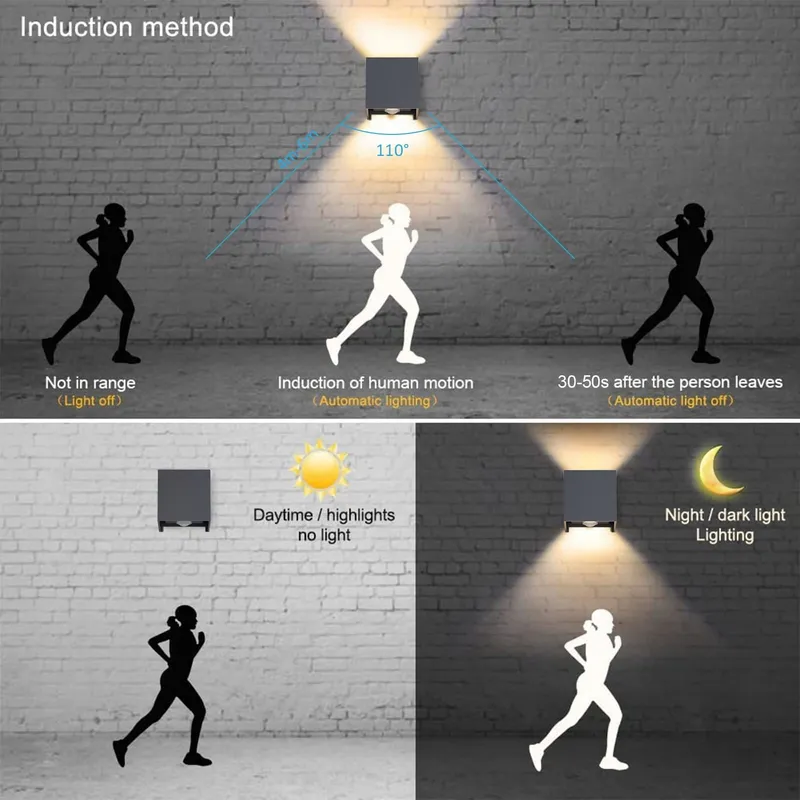 KLIGHTEN Buitenlampen Bewegingssensor Verstelbaar Antraciet 4 Stuks — foto 4