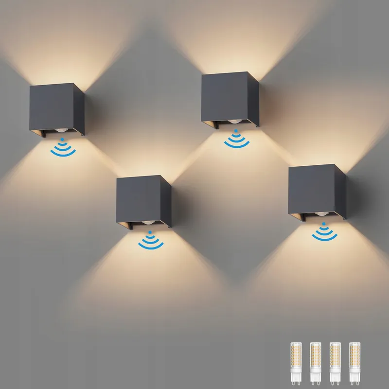 KLIGHTEN Buitenlampen Bewegingssensor Verstelbaar Antraciet 4 Stuks — foto 1