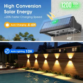 VOLISUN Solar RGB LED Tuinlampen Hek Terras Zwart 8x IP65 — miniatuur 3