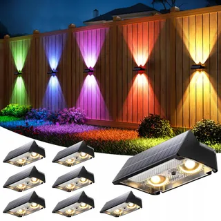 VOLISUN Solar RGB LED Tuinlampen Hek Terras Zwart 8x IP65 — miniatuur 1