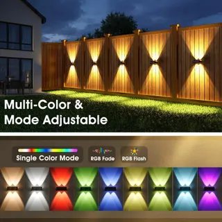 VOLISUN Solar RGB LED Tuinlampen Hek Terras Zwart 8x IP65 — miniatuur 2