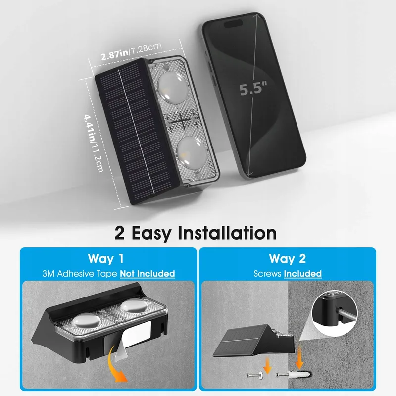 VOLISUN Solar RGB LED Tuinlampen Hek Terras Zwart 8x IP65 — foto 6