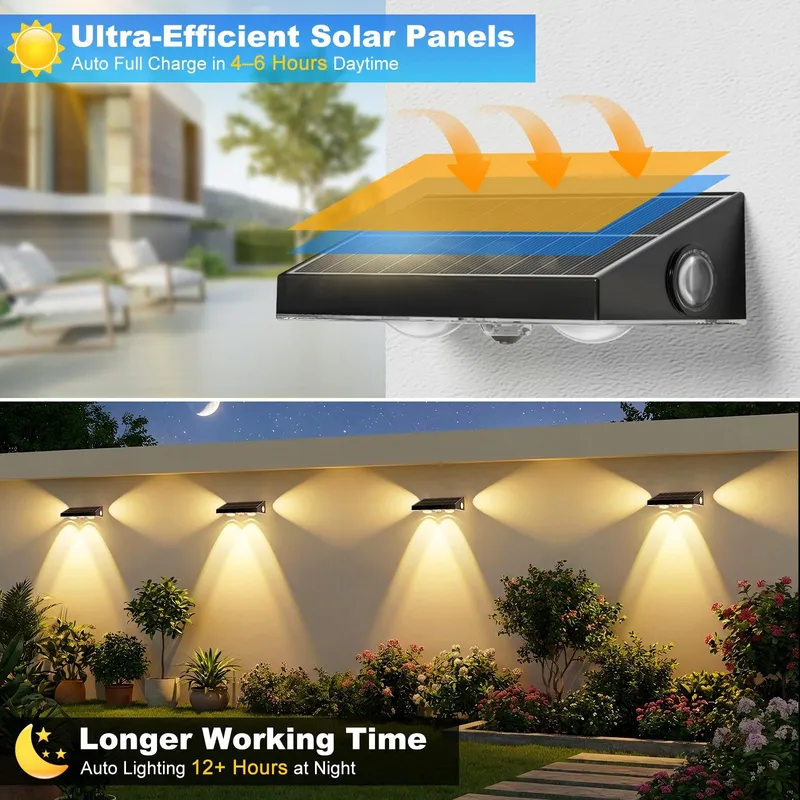 GILIWOSY Solar Wandlampen Tuin Balkon IP65 6 Stuks — foto 2