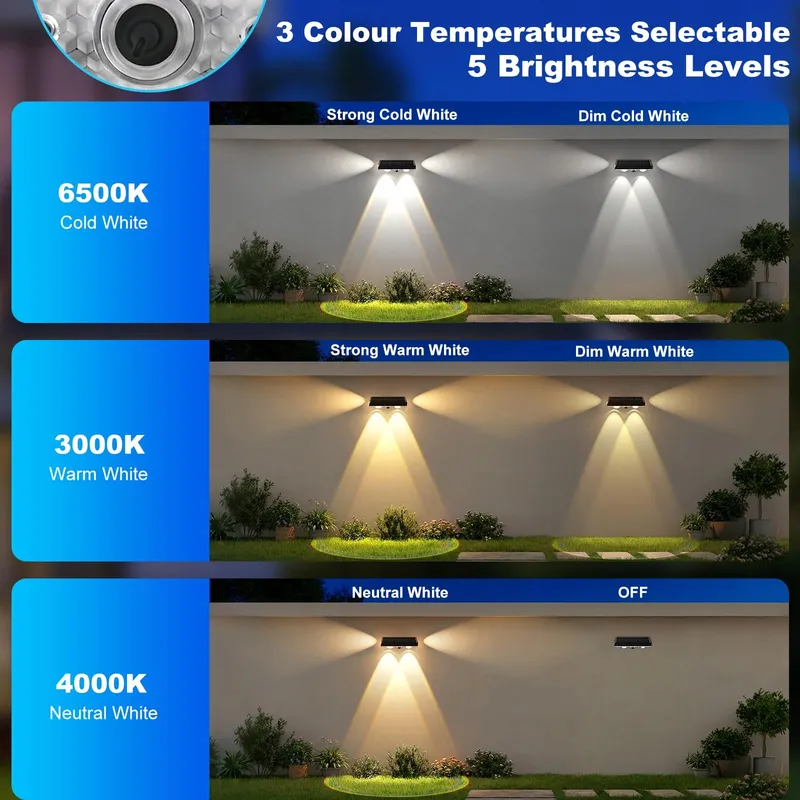 GILIWOSY Solar Wandlampen Tuin Balkon IP65 6 Stuks — foto 3