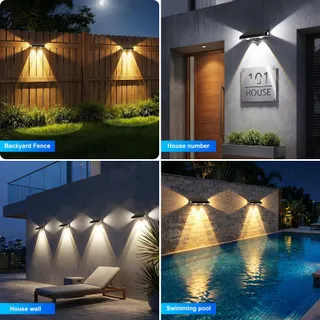 GILIWOSY Solar Wandlampen Tuin Balkon IP65 6 Stuks — miniatuur 6