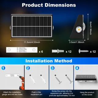 GILIWOSY Solar Wandlampen Tuin Balkon IP65 6 Stuks — miniatuur 7