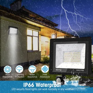TOOBETTP LED Schijnwerper Bewegingsmelder Garage 50W IP66 — miniatuur 5