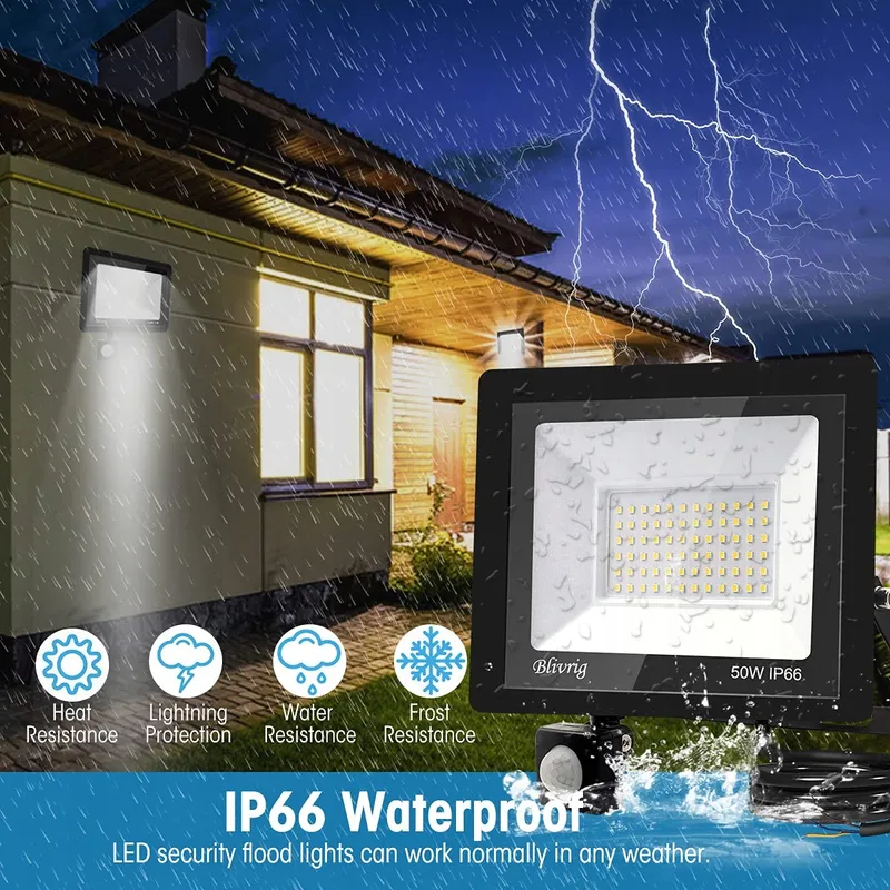 TOOBETTP LED Schijnwerper Bewegingsmelder Garage 50W IP66 — foto 5