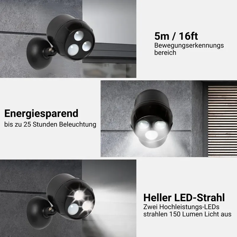 PROXINOVA LED Buitenlampen Met Bewegingssensor Draadloos 2 Stuks — foto 3