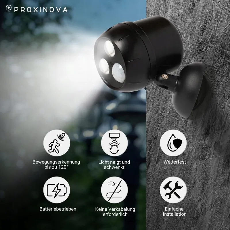 PROXINOVA LED Buitenlampen Met Bewegingssensor Draadloos 2 Stuks — foto 2
