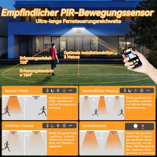 JESLED Solarlampen Buiten Met Bewegingsmelder Krachtig 104 LED IP65 — miniatuur 5