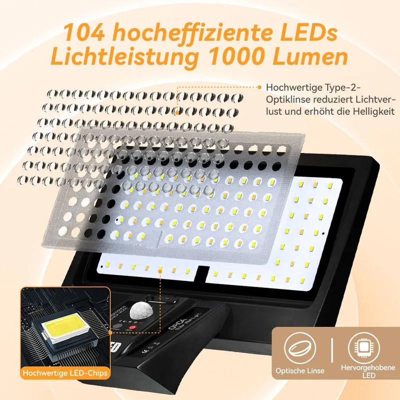 JESLED Solarlampen Buiten Met Bewegingsmelder Krachtig 104 LED IP65 — foto 2