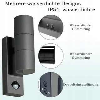 JNR LED Wandlampen Bewegings- en Schemersensor GU10 IP54 230V 2 Stuks — miniatuur 6