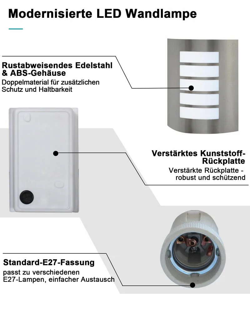 HIBAY Set 2 Buitenwandlampen E27 IP44 Balkon — foto 5