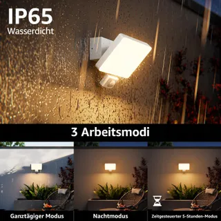 K-BRIGHT Buitenwandlamp Bewegingssensor Balkon Tuin Wit IP65 — miniatuur 5